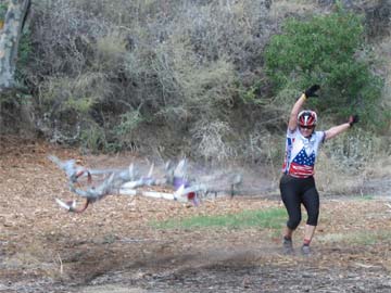 Suzzane sets the record in the bike toss